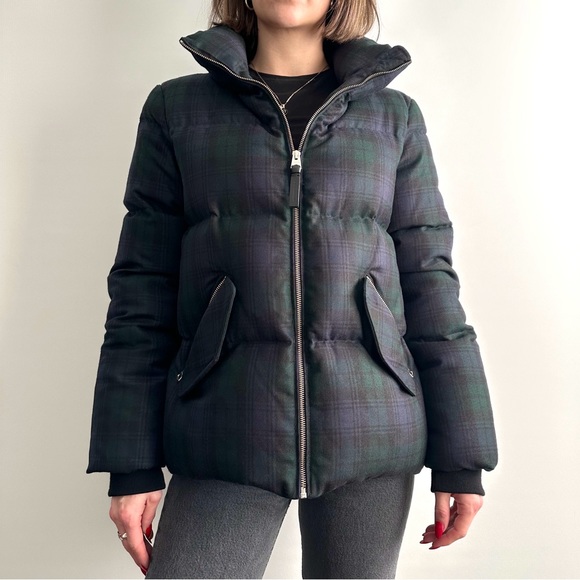 Mackage Mirri Plaid Puffer Jacket Blue Green - Picture 8 of 12